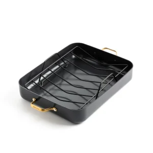CC003797-001 Healthy Ceramic Nonstick Roasting Pan, 13  x 16 , Black