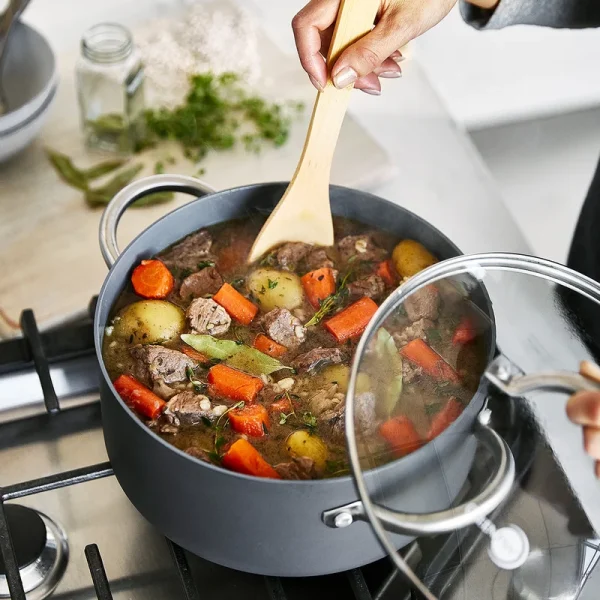 Hard Anodized Healthy Ceramic Nonstick 12 Piece Cookware Pots and Pans Set, PFAS-Free, Oven Safe, Gray - Image 2