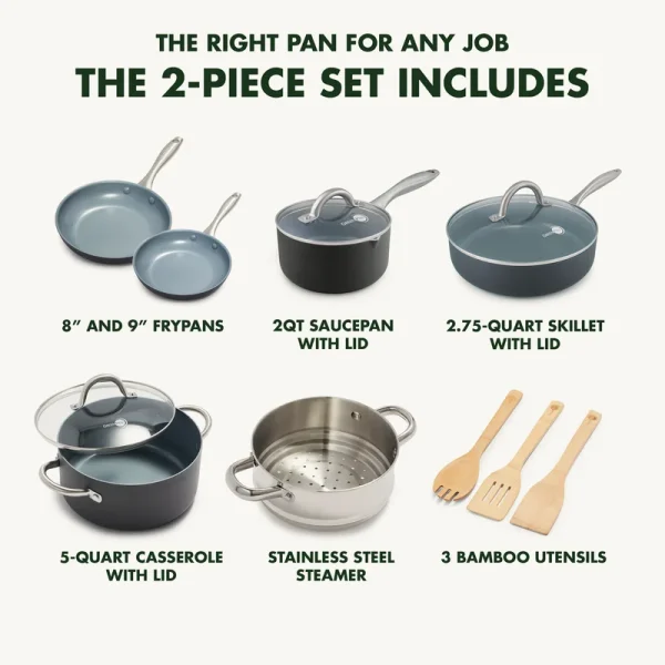 Hard Anodized Healthy Ceramic Nonstick 12 Piece Cookware Pots and Pans Set, PFAS-Free, Oven Safe, Gray - Image 11
