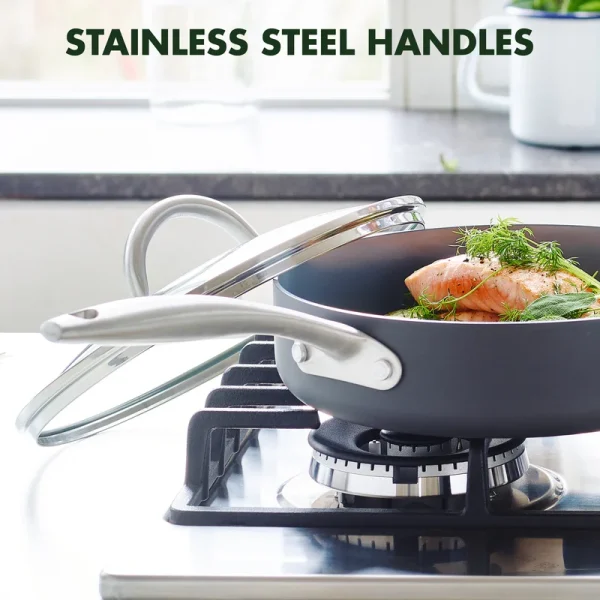 Hard Anodized Healthy Ceramic Nonstick 12 Piece Cookware Pots and Pans Set, PFAS-Free, Oven Safe, Gray - Image 13