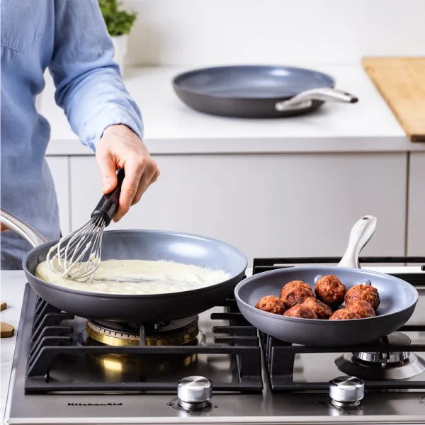 Hard Anodized Healthy Ceramic Nonstick 12 Piece Cookware Pots and Pans Set, PFAS-Free, Oven Safe, Gray - Image 4