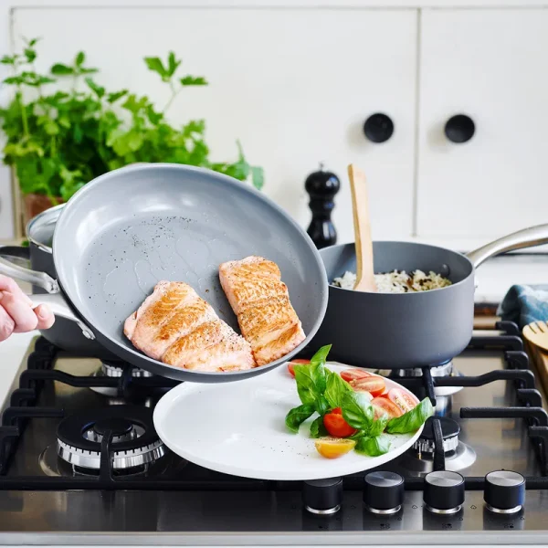 Hard Anodized Healthy Ceramic Nonstick 12 Piece Cookware Pots and Pans Set, PFAS-Free, Oven Safe, Gray - Image 10