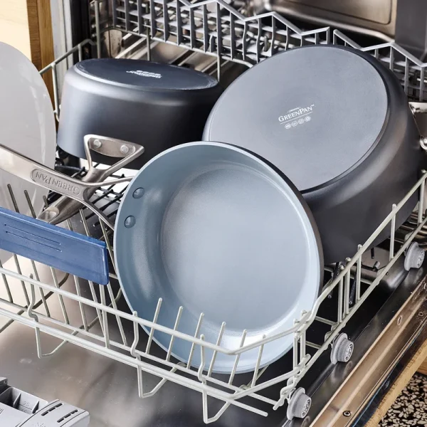 Pro Hard Anodized Healthy Ceramic Nonstick, 11 Piece Cookware Pots and Pans Set with Stainless Steel Lids, PFAS-Free, Dishwasher Safe, Grey - Image 4