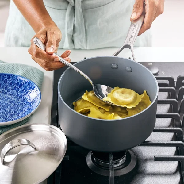 Pro Hard Anodized Healthy Ceramic Nonstick, 11 Piece Cookware Pots and Pans Set with Stainless Steel Lids, PFAS-Free, Dishwasher Safe, Grey - Image 5