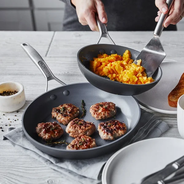 Pro Hard Anodized Healthy Ceramic Nonstick, 11 Piece Cookware Pots and Pans Set with Stainless Steel Lids, PFAS-Free, Dishwasher Safe, Grey - Image 7