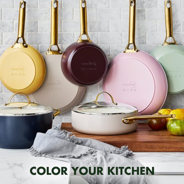 Reserve Hard Anodized Healthy Ceramic Nonstick 10 Piece Cookware Pots and Pans Set, Gold Handle, PFAS-Free, Dishwasher Safe, Oven Safe, Merlot Purple - Image 7