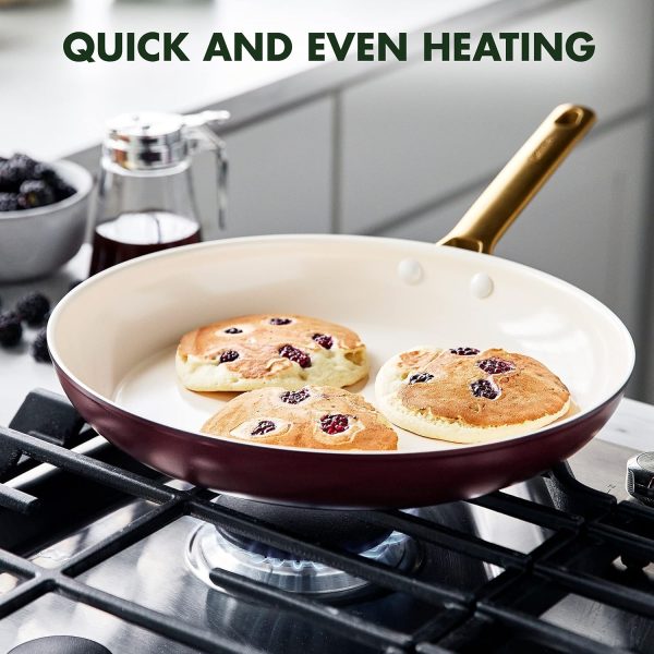 Reserve Hard Anodized Healthy Ceramic Nonstick 10 Piece Cookware Pots and Pans Set, Gold Handle, PFAS-Free, Dishwasher Safe, Oven Safe, Merlot Purple - Image 8