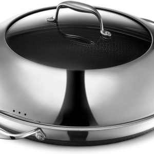14 Inch Hybrid Stainless Steel Frying Pan with Lid, Stay Cool Handles, Dishwasher and Oven Safe, Non-Stick, Works with Induction Cooktop, Gas, Ceramic, and Electric Stove