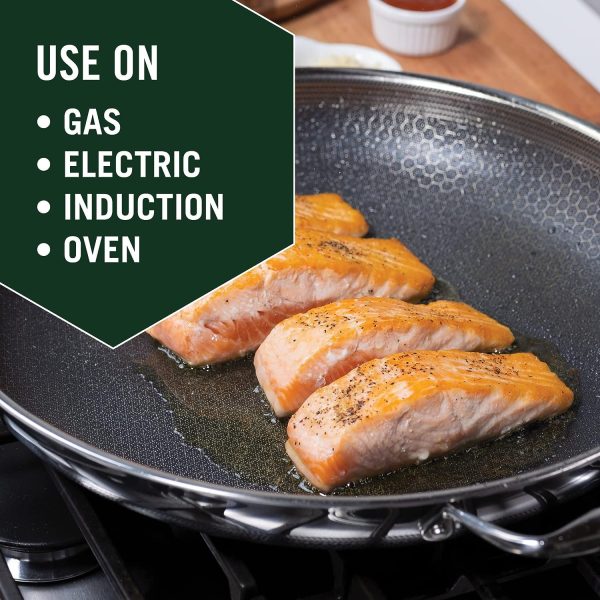 14 Inch Hybrid Stainless Steel Frying Pan with Lid, Stay Cool Handles, Dishwasher and Oven Safe, Non-Stick, Works with Induction Cooktop, Gas, Ceramic, and Electric Stove - Image 6