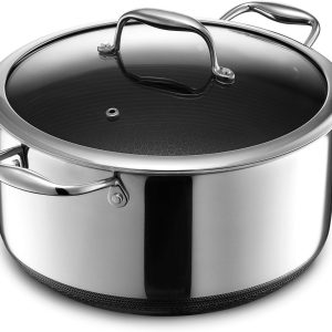 Hybrid Nonstick 8-Quart Stockpot with Tempered Glass Lid, Dishwasher Safe, Induction Ready, Compatible with All Cooktops