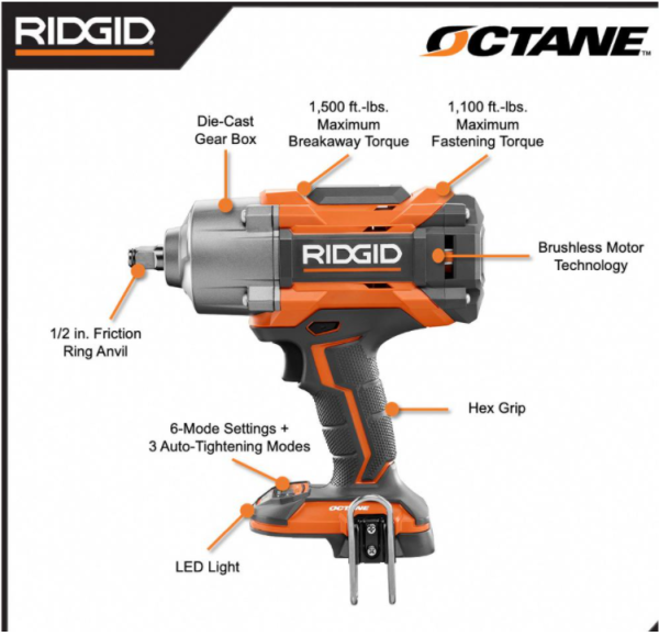 R86211KN 18-Volts Brushless Cordless 1/2 in. High Torque 6-Mode Impact Wrench Kit with 4.0 Ah Battery and Charger - Image 5