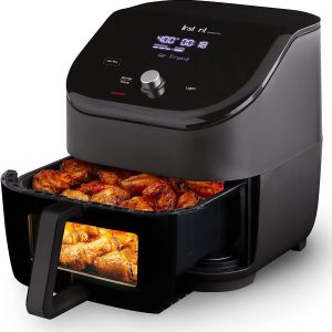 Plus 6-Quart Air Fryer Oven,  with ClearCook Cooking Window, Digital Touchscreen, App with over 100 Recipes, Single Basket, Black