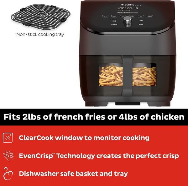 Plus 6-Quart Air Fryer Oven,  with ClearCook Cooking Window, Digital Touchscreen, App with over 100 Recipes, Single Basket, Black - Image 2