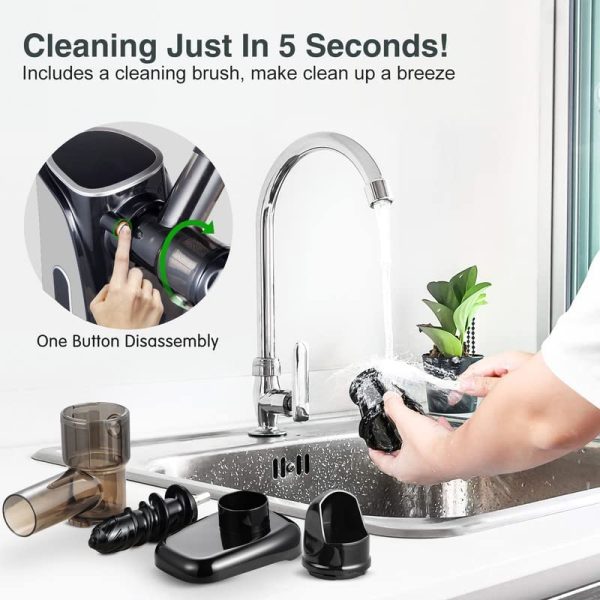 Juicer Machines,Slow Masticating Juicer Extractor, Cold Press Juicer with Two Speed Modes, Travel bottle(500ML),LED display, Easy to Clean Brush   Quiet Motor for Vegetables Fruits,Gray - Image 8