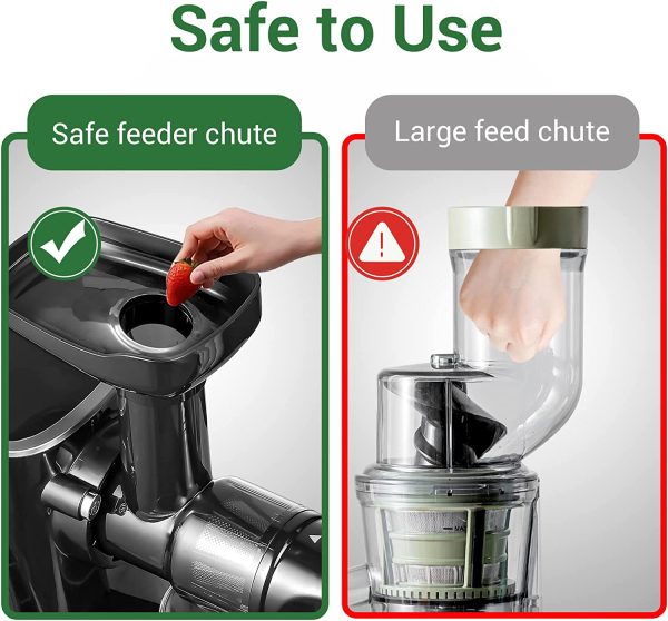 Juicer Machines,Slow Masticating Juicer Extractor, Cold Press Juicer with Two Speed Modes, Travel bottle(500ML),LED display, Easy to Clean Brush   Quiet Motor for Vegetables Fruits,Gray - Image 5