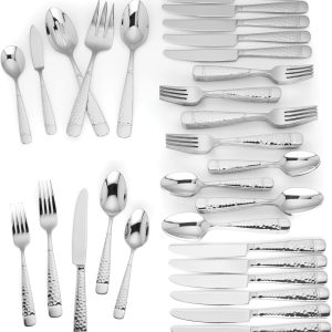 Eastwood 65-Piece Flatware Set, 12.45 LB, Metallic