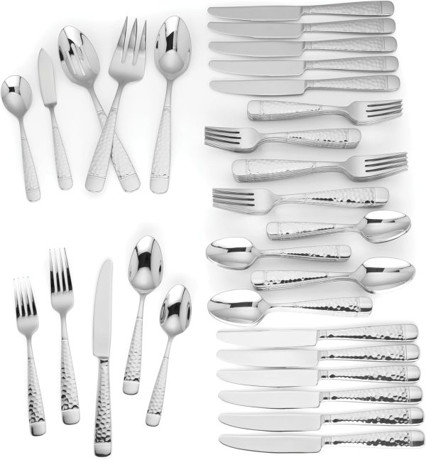 Eastwood 65-Piece Flatware Set, 12.45 LB, Metallic