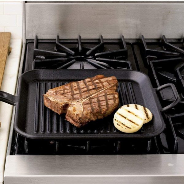 12 Inch Seasoned Cast Iron Grill Pan; Design-Forward Cookware - Image 2