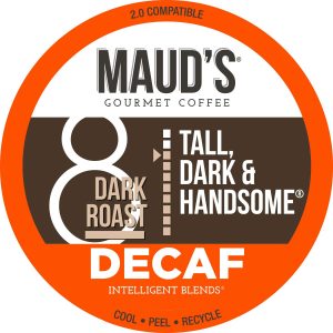 Maud s Decaf Dark Roast Coffee Pods, 100 ct | Decaffeinated Tall, Dark   Handsome Blend | 100% Arabica Dark Roast Coffee | Solar Energy Produced Recyclable Pods Compatible with Keurig K Cups Maker