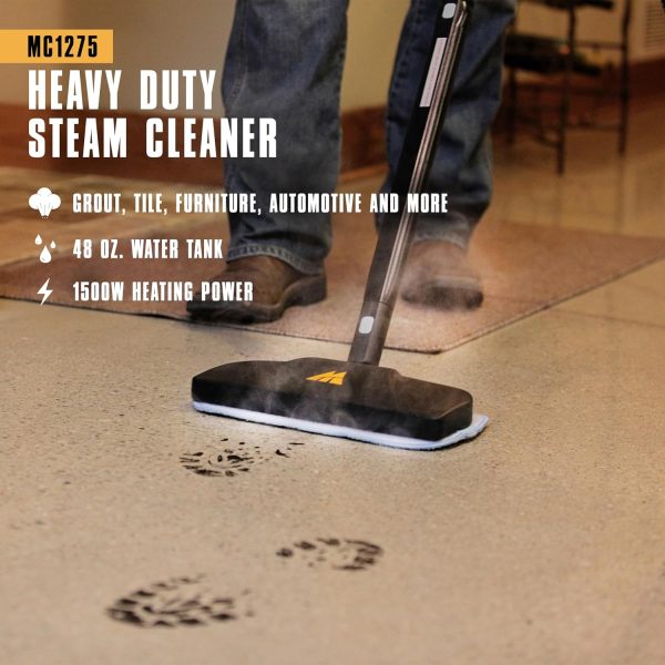McCulloch MC1275 Heavy-Duty Steam Cleaner with 18 Accessories, Extra-Long Power Cord, Chemical-Free Pressurized Cleaning for Most Floors, Counters, Appliances, Windows, Autos, and More, Yellow/Grey - Image 2