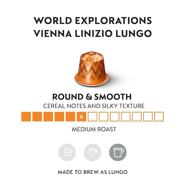 Nespresso Capsules OriginalLine, Vienna Linizio Lungo, Mild Roast Coffee, 50 Count Coffee Pods, Brews 3.7 Ounce (ORIGINAL LINE ONLY) - Image 2