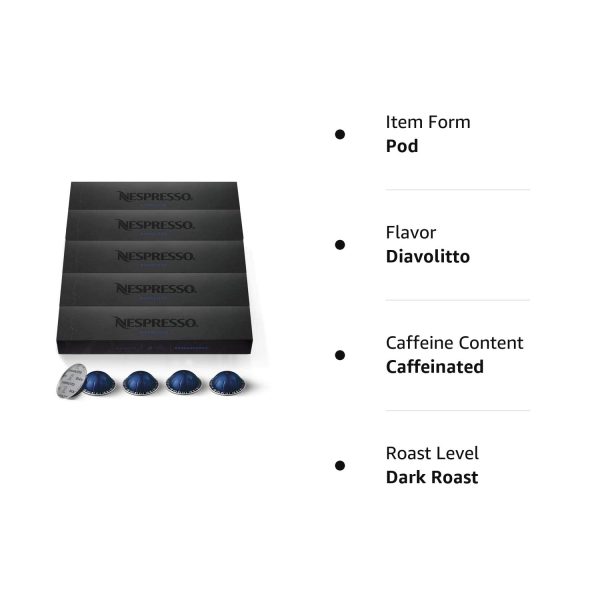 Nespresso Capsules VertuoLine, Diavolitto, Dark Roast Espresso Coffee, 10 Count (Pack of 5), Brews 1.35oz (VERTUO LINE ONLY) - Image 8