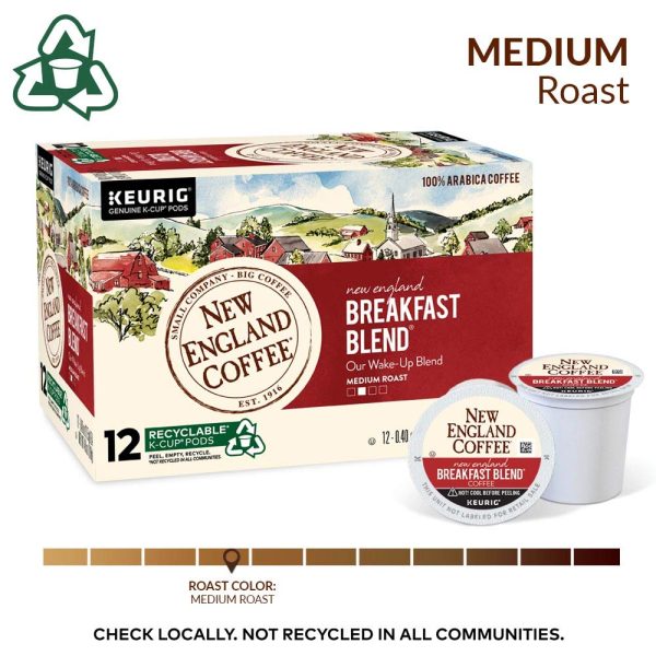 New England Coffee Breakfast Blend Medium Roast Single Serve Pods, 12ct Box (Pack of 6) - Image 2