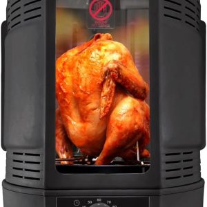 Vertical Countertop Rotisserie Oven Roaster, Rotating Shawarma And Kebab Machine with Skewer and Rack, Basket Tower, Roasting Rack, Poultry Tower, Drip Tray, For Meat Chicken Turkey Lamb