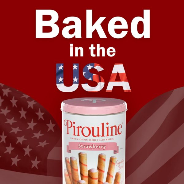 Pirouline Rolled Wafers – Strawberry – Rolled Wafer Sticks, Crème Filled Wafers, Rolled Cookies for Coffee, Tea, Ice Cream, Snacks, Parties, Gifts, and More – 14.1oz Tin 6 Pack - Image 3