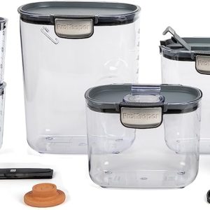 Progressive International ProKeeper+ Piece Clear Plastic Airtight Food Flour and Sugar Baker s Kitchen Storage Organization Container Canister Set with Magnetic Accessories (13-Piece)