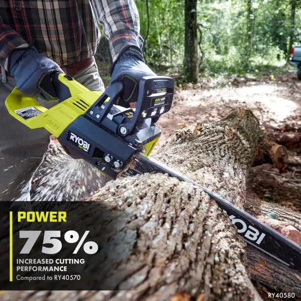 RY40580 40V HP Brushless 18 in. Cordless Battery Chainsaw with 5.0 Ah Battery and Charger - Image 11