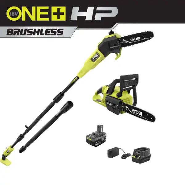 P2520-PS  HP 18V Cordless 10 in. Chainsaw and Whisper Series 8 in. Pole Saw with 4.0 Ah Battery and Charger