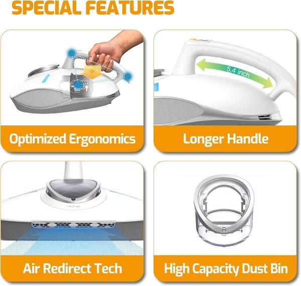 Raycop RS Pro Bed Vacuum Cleaner   17Kpa Powerful Suction   Mattress Cleaner with UV Light Steamless Heat Technology for Eradicating Allergens | Pulsating Brush Cleans Pet Hairs| HEPA Filtration - Image 4