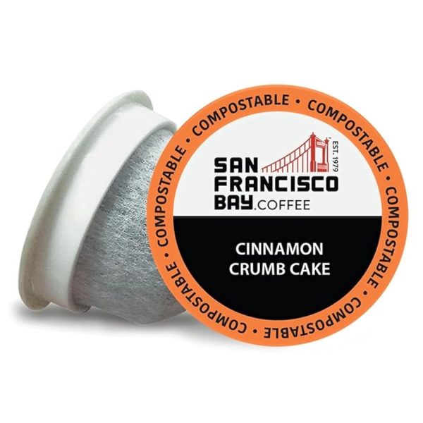 San Francisco Bay Compostable Coffee Pods   Cinnamon Crumb Cake (80 Ct) K Cup Compatible including Keurig 2.0, Flavored, Medium Roast