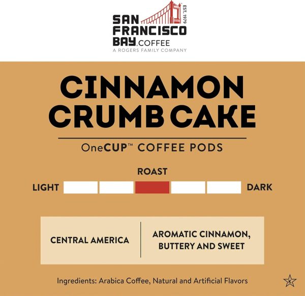 San Francisco Bay Compostable Coffee Pods   Cinnamon Crumb Cake (80 Ct) K Cup Compatible including Keurig 2.0, Flavored, Medium Roast - Image 3