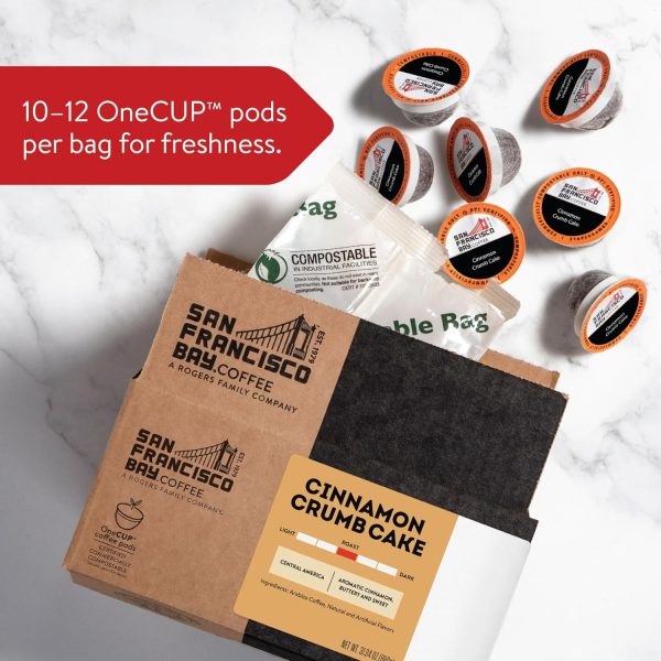 San Francisco Bay Compostable Coffee Pods   Cinnamon Crumb Cake (80 Ct) K Cup Compatible including Keurig 2.0, Flavored, Medium Roast - Image 5