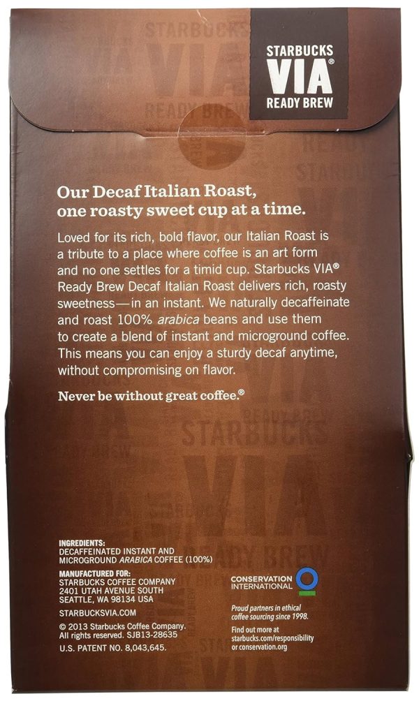 Starbucks VIA Ready Brew Coffee, Decaf Italian Roast, 3.3-Gram Packages, 50-Count - Image 2