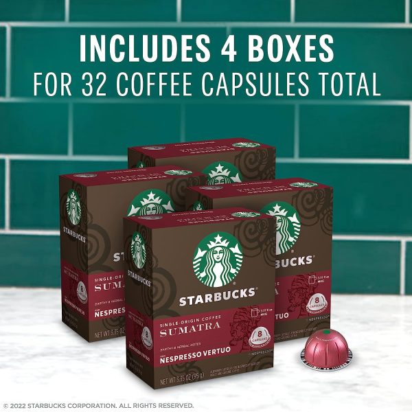 Starbucks by Nespresso Dark Roast Single-Origin Sumatra Coffee (32-count single serve capsules, compatible with Nespresso Vertuo Line System) - Image 3