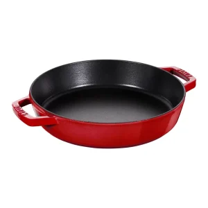 1313406 Cast Iron 13-inch Double Handle Fry Pan   Cherry, Made in France