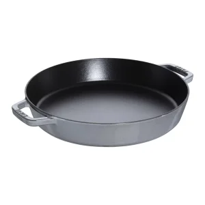 1313418 Cast Iron 13-inch Double Handle Fry Pan   Graphite Grey, Made in France