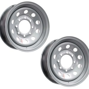 Two Heavy Duty Equipment Trailer Rims Wheels 16 in. 16X6 8H Silver Modular
