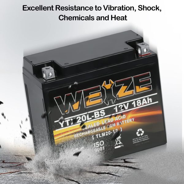 Weize YTX20L-BS High Performance Power Sports- Maintenance Free   Sealed AGM Battery ETX20L BS For Motorcycle ATV UTV snowmobile - Image 5