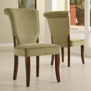 Alamosa Velvet Parson Chairs   Set of 2, Olive
