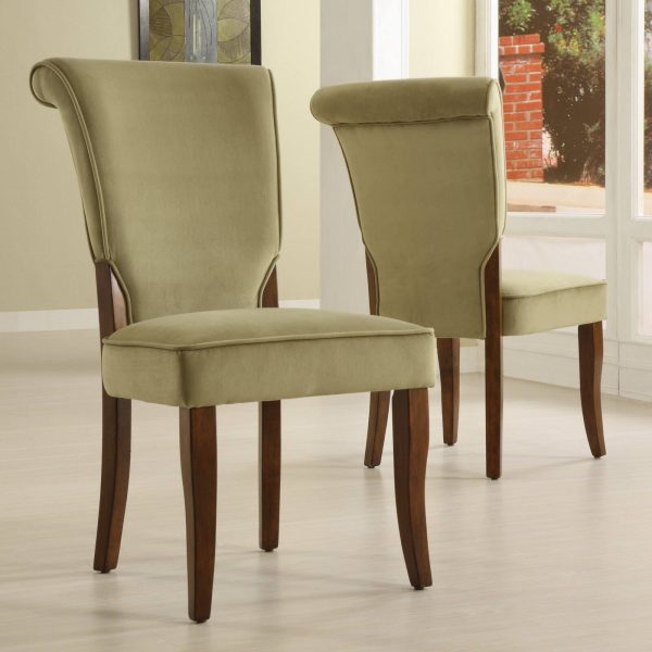 Alamosa Velvet Parson Chairs   Set of 2, Olive