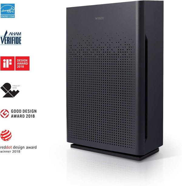 AM80 True HEPA Air Purifier with Washable Advanced Odor Control (AOC) Carbon Filter, 360sq ft Room Capacity, Dark Grey, Large - Image 2