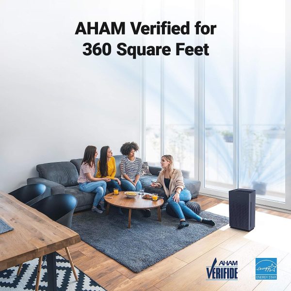 AM80 True HEPA Air Purifier with Washable Advanced Odor Control (AOC) Carbon Filter, 360sq ft Room Capacity, Dark Grey, Large - Image 3