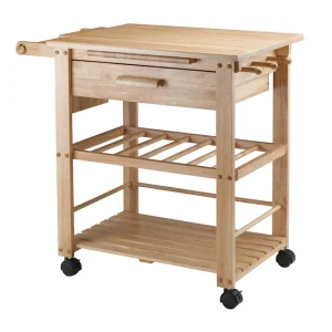 Wood Base with Wood Top Rolling Kitchen Cart (20.47-in x 34.29-in x 31.57-in)