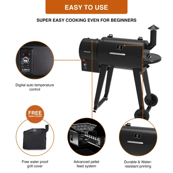 ZPG-450A3 Wood Pellet Grill   Smoker 8-in-1 BBQ 2022 model, Black - Image 10
