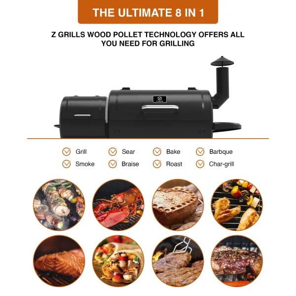 ZPG-450A3 Wood Pellet Grill   Smoker 8-in-1 BBQ 2022 model, Black - Image 7