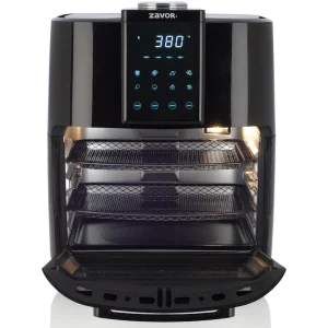 Zavor Crunch All-in-One 12.7Qt Air Fryer Oven   Dehydrator with Rotisserie   Racks | Large Capacity for Optimal Air Circulation, Accessories   Recipe eBook, Black (ZSEAF22)